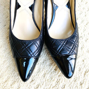Adrienne Vittadini 'Jantine' Black Quilted Leather High Heel Pumps Shoes 7.5M